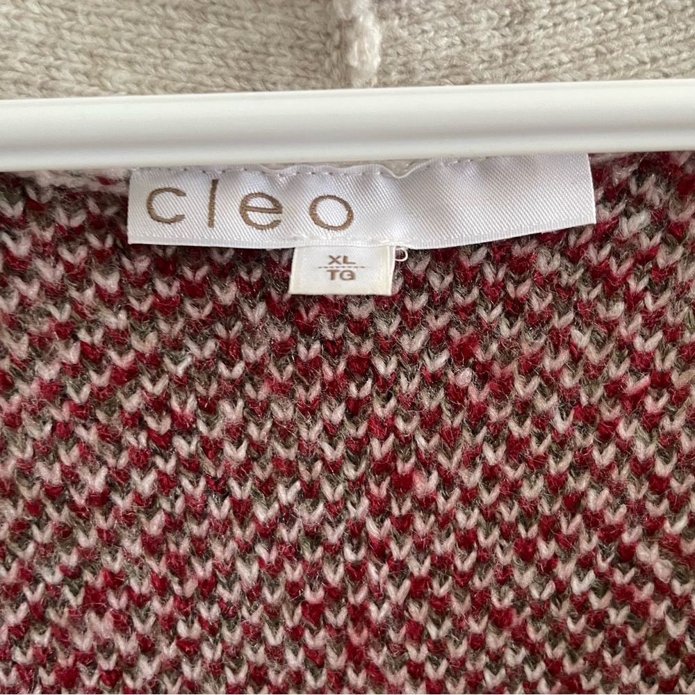 Cleo Oatmeal V Neck Rose Patterned Boxy Cardigan - Size Large Like New - Picture 6 of 16